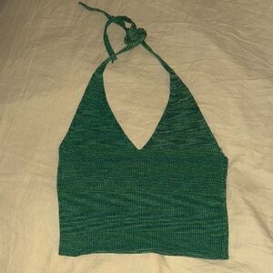 Birdies Knit Green Halter Crop Top